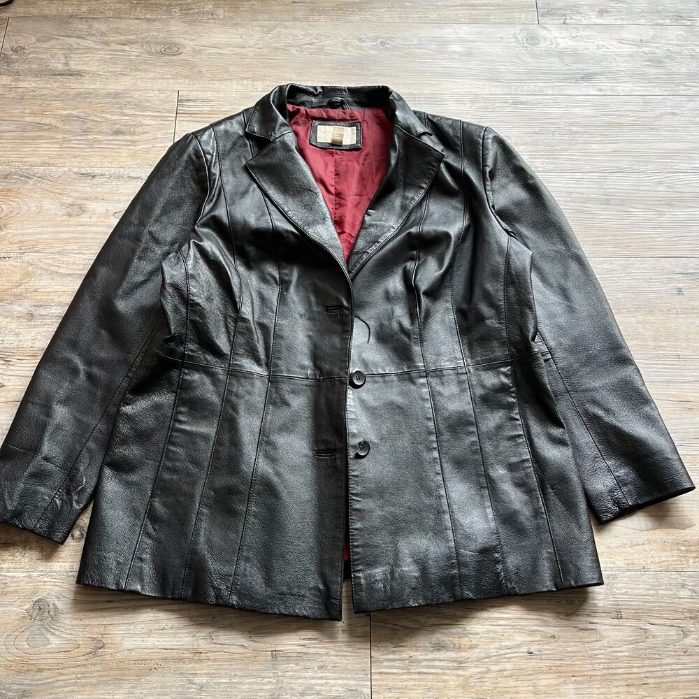 Vintage Worthington Jacket Leather Women's XL Black Edwardian Goth 90s